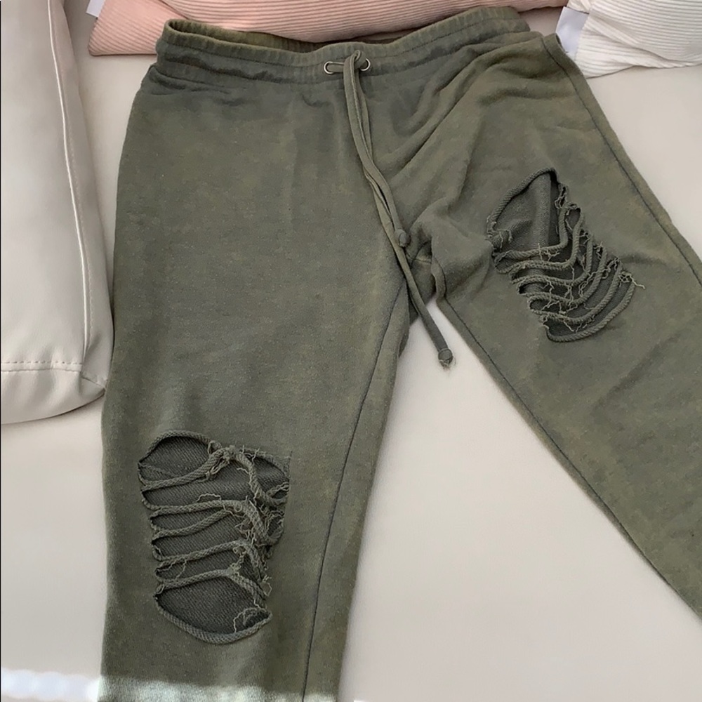 Frayed Army Green Joggers
